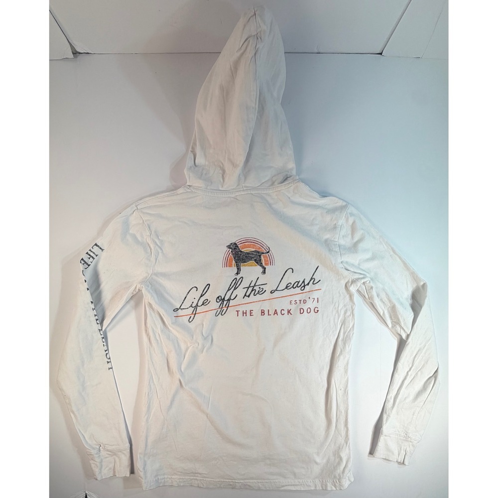 The Black Dog Life Off The Leash White Graphic Hoodie XS Long Sleeve Shirt